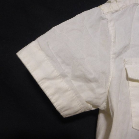 GUESS, full snap button front short sleeve shirt, Live The Moment print on back - Picture 3 of 12